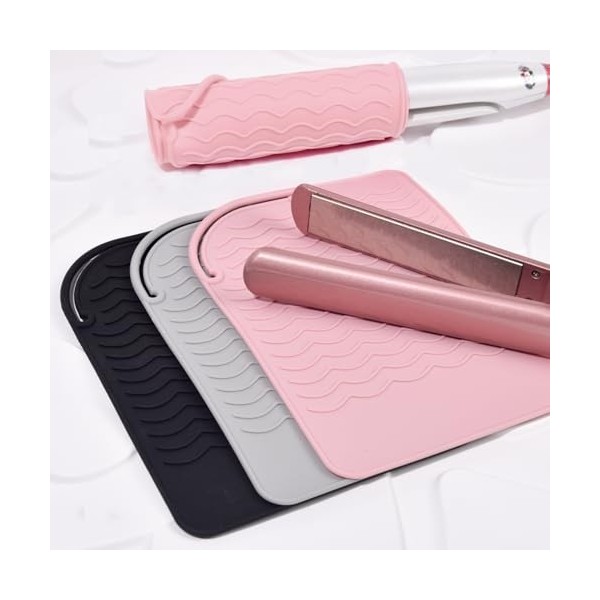 Tapis en silicone résistant à la chaleur pour fer à lisser, fer à friser, fer à friser, multifonction antidérapant pour outil