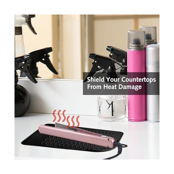 Tapis en silicone résistant à la chaleur pour fer à lisser, fer à friser, fer à friser, multifonction antidérapant pour outil