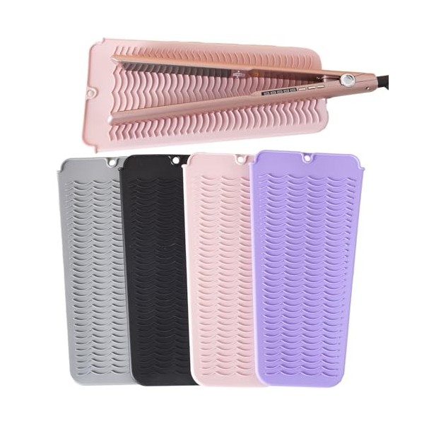 Pochette en silicone résistante à la chaleur pour fer à lisser Tapis chauffant pour fer à lisser Tapis de voyage antidérapant...