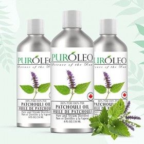 PUROLEO Patchouli Essential Oil 8 Fl Oz/236 ML Made In Canada Natural for Aromatherapy, Skin and Hair Therapeutic Grade Oil