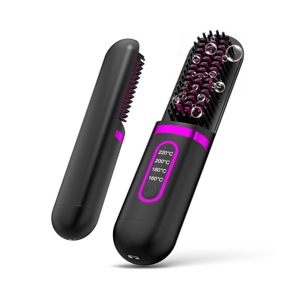 Brosse Lissante Ionique, Lisser Cheveux Professionnel, Coiffage Rapide, Températures 160-220 ℃, Chauffage Rapide, Anti-brûlur