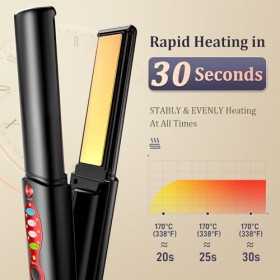 Fer à lisser et à boucler en titane sans fil, Mini fer plat portable USB rechargeable à chaleur rapide avec batterie 5V/5000m