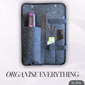 Tapis de fer à lisser tout-en-un en feutre résistant à la chaleur et pochette – Compatible avec les fers à lisser ghd, BaByli