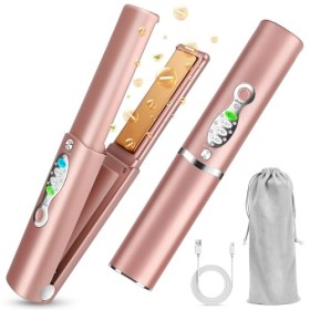 Lisseur à cheveux portable, chauffe en quelques secondes, lisseur de voyage sans fil en titane 2 en 1 pour lisser et boucler,