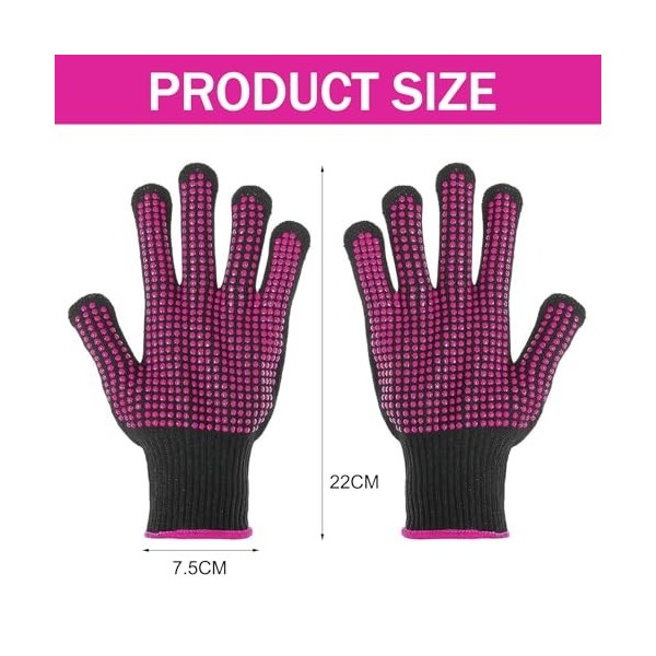 DHWEKU 2 Paires Gant Résistant à la Chaleur pour la Coiffure, Gants de Protection avec points en silicone, Gant Anti Chaleur 
