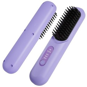 LOPHE Brosse Lissante Pour Cheveux, Lisseur Cheveux Sans Fil Portable Mini Lisseur Cheveux Brosse avec ÉCran 3 Température Ré