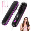 LYPPUL Brosse Lissante Pour Cheveux, Portable Fers à Lisser, Mini Lisseur Sans Fil Rechargeable 160℃-200℃ Chauffe Rapide Rech