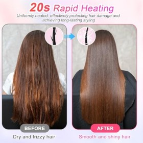 LYPPUL Brosse Lissante Pour Cheveux, Portable Fers à Lisser, Mini Lisseur Sans Fil Rechargeable 160℃-200℃ Chauffe Rapide Rech