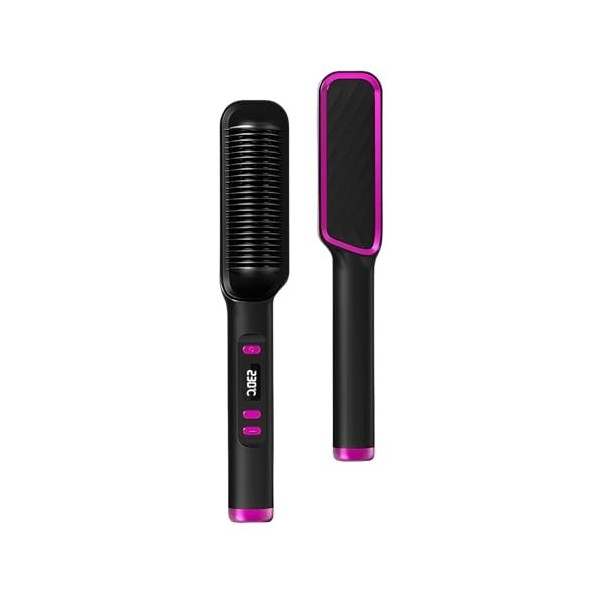 Brosse à lisser, peigne à lisser en céramique à chauffage rapide, fer et brosse à cheveux 2 en 1, anti-brûlure, chauffage rap