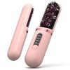 Brosse à lisser sans fil, peigne chauffant portable, rechargeable par USB, brosse à cheveux chauffante ionique, chauffage rap