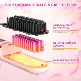 Brosse à lisser sans fil, peigne chauffant portable, rechargeable par USB, brosse à cheveux chauffante ionique, chauffage rap
