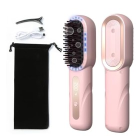 Fer à lisser sans fil - Brosse à air chaud - Ion négatif - Lisseur à cheveux - Chauffage rapide des années 20 - Design anti-b