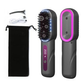 Fer à lisser sans fil - Brosse à air chaud - Ion négatif - Lisseur à cheveux - Chauffage rapide des années 20 - Design anti-b