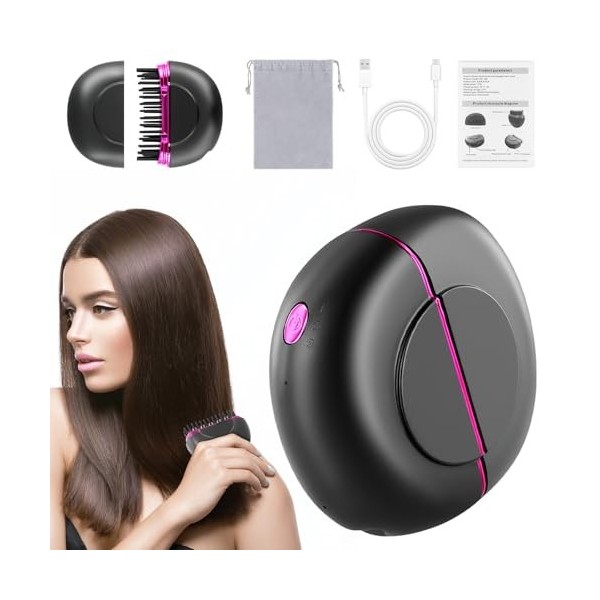 Mini Brosse lissante pour Cheveux, Fer à Lisser 3 Réglages de Température portable, Peigne Chauffant pour coiffer la barbe et