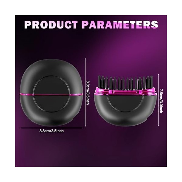 Mini Brosse lissante pour Cheveux, Fer à Lisser 3 Réglages de Température portable, Peigne Chauffant pour coiffer la barbe et