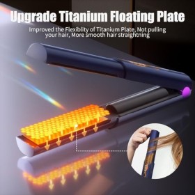 Fer À Lisser Sans Fil 5000 mAh Titanium 2 EN 1,MINI Lisseur Cheveux de Voyage Rechargeable,Lisseur Boucleur Cheveux Portable,