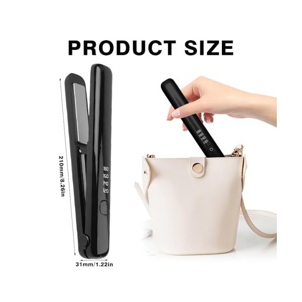 XPJBKC Mini Lisseur Sans Fil, Lisseur Boucleur Cheveux 2 en 1, Lisseur Cheveux Sans Fil, Mini Lisseur Cheveux Court, Lisseur 