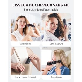Bopcal Brosse Lissante pour Cheveux - 10000mAh Fer à Lisser Sans Fil avec 300 Millions dions Négatifs, 120 Minutes dautonom
