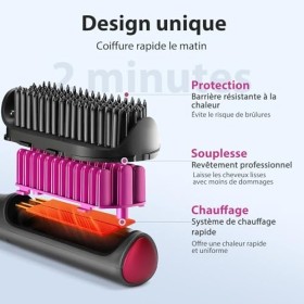 Aigostar Tessa - Brosse Lissante Ionique pour Cheveux,Fer à Lisser Professionnel,5 Réglages De Température,130°C-210°C,Chauff