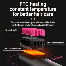 Layhou Peigne à Lisser Cheveux Rechargeable USB Volume Cheveux Lisse Lisseur Double Usage Big Wave Egg Curl Fer à Boucler