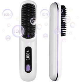 Vehoukli Brosse à Lisser Brosse à Lisser sans Fil Mini lisseur Brosse à Lisser 160-200 ℃ Chauffage Rapide Rechargeable Portab