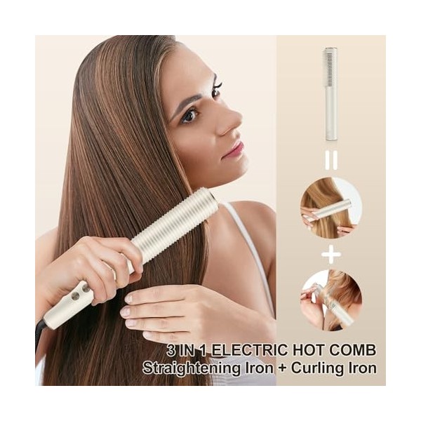 Brosse Lisseur et Boucler Cheveux Ionique, Banaone 2 en 1 Professionnels Hair Straightener Brush avec Protection Anti-Brûlure