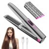 BelonLink Fer à Lisser Sans Fil Lisseur Cheveux de Voyage Mini Ceramic Straight, Fer à Lisser et Boucler 2 en 1, 4 Températur