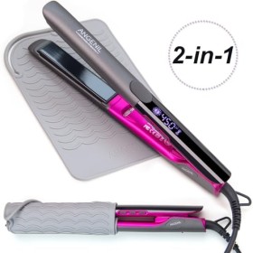 ANGENIL Pro Titanium Fers à lisser et fer à friser 2 en 1, Double Tension - fer plat lisse en céramique 1 pouce avec brosse N
