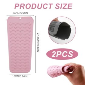 Lot de 2 tapis chauffants professionnels en silicone pour fer à friser et fer plat, tapis de protection portable résistant à 