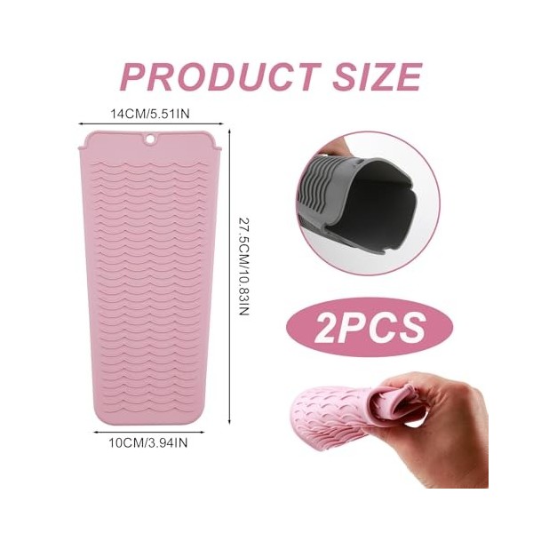 Lot de 2 tapis chauffants professionnels en silicone pour fer à friser et fer plat, tapis de protection portable résistant à 