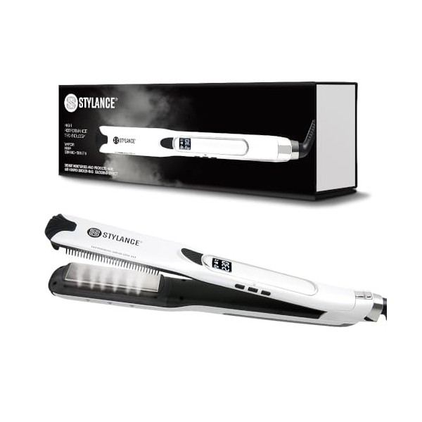 STYLANCE Lisseur Cheveux Vapeur, Lisseur Saint Algue,Steam Lustre Styler, Vapeur Ultra PuissantePeigne Amovible,Tous Types de