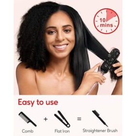Terviiix Brosse à lisser les cheveux, fer à lisser, peigne chauffant, brosse chauffante, chauffe à 230℃ en 20 secondes, 14 ré