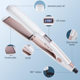 Fer à Lisser, Lisseur Cheveux Portable Voyage Lisseur de cheveux ionique, avec écran LCD, Température Réglable, 10″ Chauffage