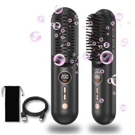 UKLISS Brosse à lisser sans fil, mini brosse à lisser portable améliorée pour voyage, peigne chaud à ions négatifs pour femme