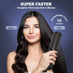 UKLISS Brosse à lisser sans fil, mini brosse à lisser portable améliorée pour voyage, peigne chaud à ions négatifs pour femme