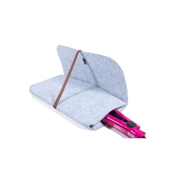 Glamza Tapis de fer à lisser et pochette – Fabriqué à partir de feutre de sécurité résistant à la chaleur – Idéal pour la mai