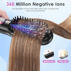 Unipampa Brosse Lissante Ionique, Brosse Lissante pour Cheveux, Lisseur Cheveux Professionnel, Fer à lisser Négatifs Ions, 9 