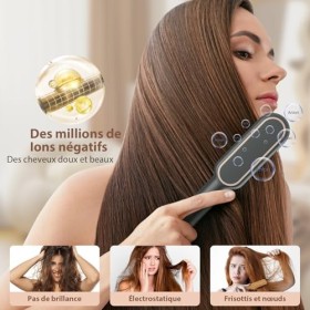 Brosse Lissante Pour Cheveux Ionique Lisseur Cheveux, Peigne Chauffant Professionnel Peigne de fer à lisser avec 9 Réglages d