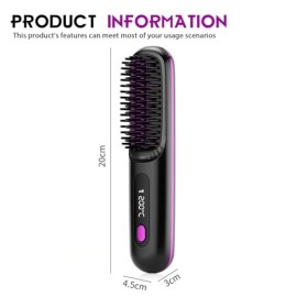 Brosse Lissante Sans Fil, Mini Lisseur Cheveux Sans Fil, Brosse Chauffante Lissante, Lisseur Barbe Homme USB Rechargeable, Mi