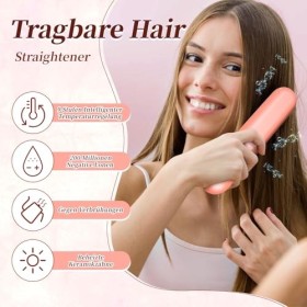 Brosse à lisser portable, mini brosse à cheveux électrique, avec 9 réglages de température, ions négatifs, 150 ℃ à 230 ℃, ant