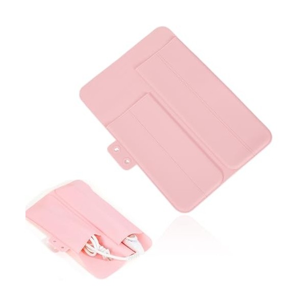 MIRKUZI Fers à lisser, Sac de coussin en Silicone résistant à la chaleur fer à friser coussin en Silicone pliable lisseur de 