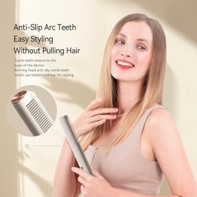 Euakee 2 en 1 Brosse Lisseur et Boucler Cheveux Ionique, Professionnels Hair Straightener Brush avec Protection Anti-Brûlure,