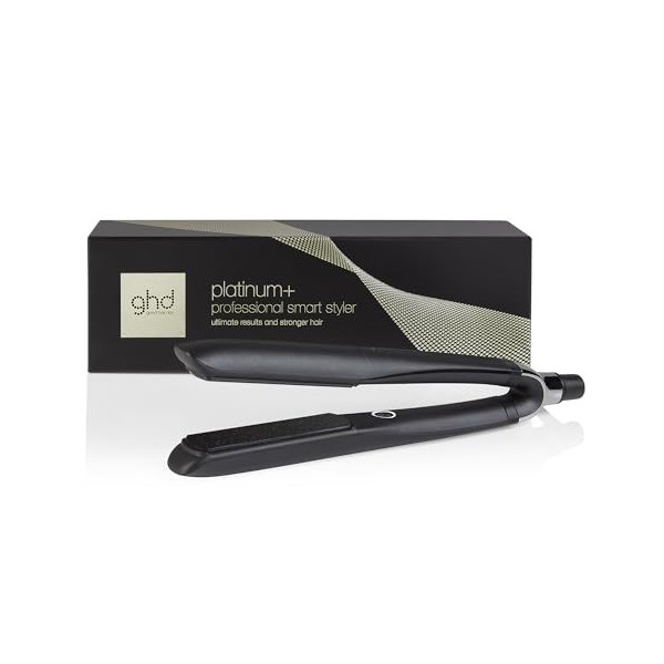 GHD - Coffret Noël Styler Platinum+ - Lisseur Cheveux Professionnel Noir , Brosse & Pochette incluses. Plus de brillance, Mo