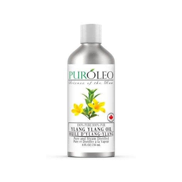 PUROLEO Ylang Ylang Essential Oil 8 Fl Oz/236 ML Made In Canada Therapeutic Grade Aromatherapy Oil for Diffuser, Massage & 