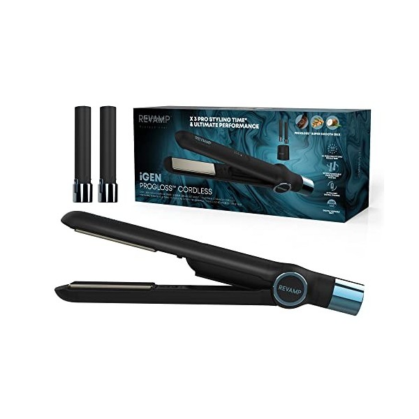 REVAMP iGen Lisseur à Cheveux Sans Fil en Céramique – Lisseur Portable Alimenté par Batterie avec Mode Avion, Idéal pour les 