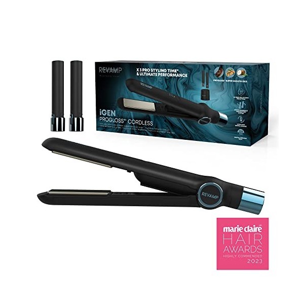 REVAMP iGen Lisseur à Cheveux Sans Fil en Céramique – Lisseur Portable Alimenté par Batterie avec Mode Avion, Idéal pour les 
