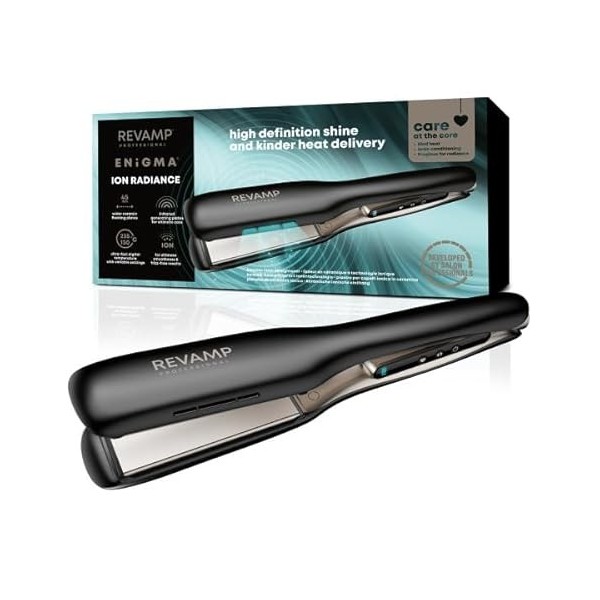 REVAMP Enigma Radiance Lisseur Ionique à Plaques Larges – Lisseur à Plaques Extra-Larges pour Coiffage en Un Seul Passage, De