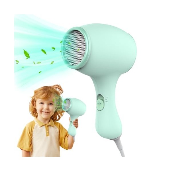 KUWUNG Mini Seche Cheveux, Portable Seche Cheveux Voyage 550W, Seche Cheveux Enfant, Faible Bruit Seche Cheveux de Voyage ave