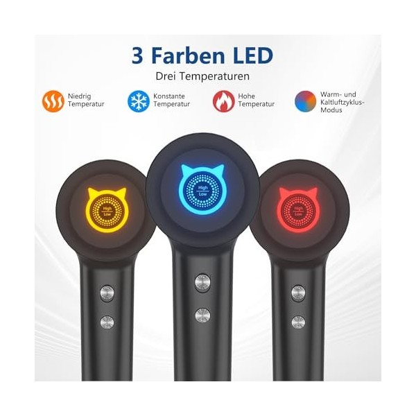 Seche Cheveux,200 Millions ionique Négatifs Seche Cheveux Professionnel,Moteur Haute Vitesse 110000 TR/Min pour un Séchage Ra