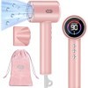 CIICII Seche Cheveux Ionique Négatif, 120,000RPM Sèche-Cheveux Grande Vitesse 1600W/3 Velocità/5-Temp/Écran HD/Borsa Portati